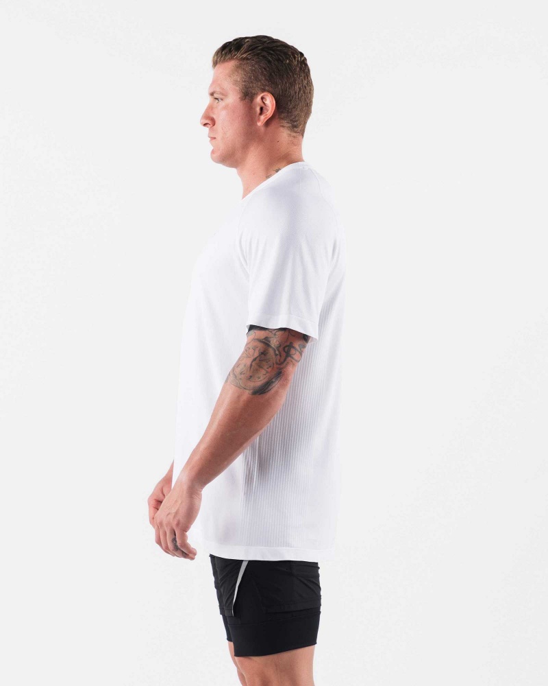 Pánské Košile S Krátkým Rukávem Alphalete Wolf Head Airtech Bílé | CZ-376205