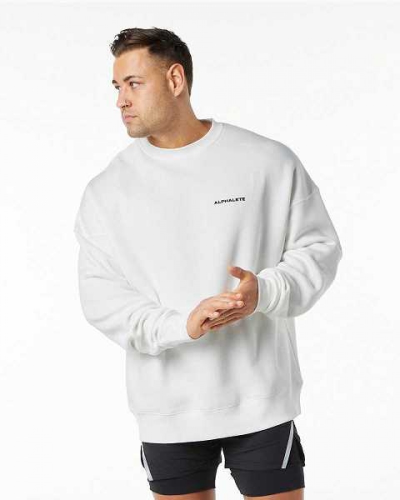 Pánské Svetr Alphalete Classic Crew Bílé | CZ-814205