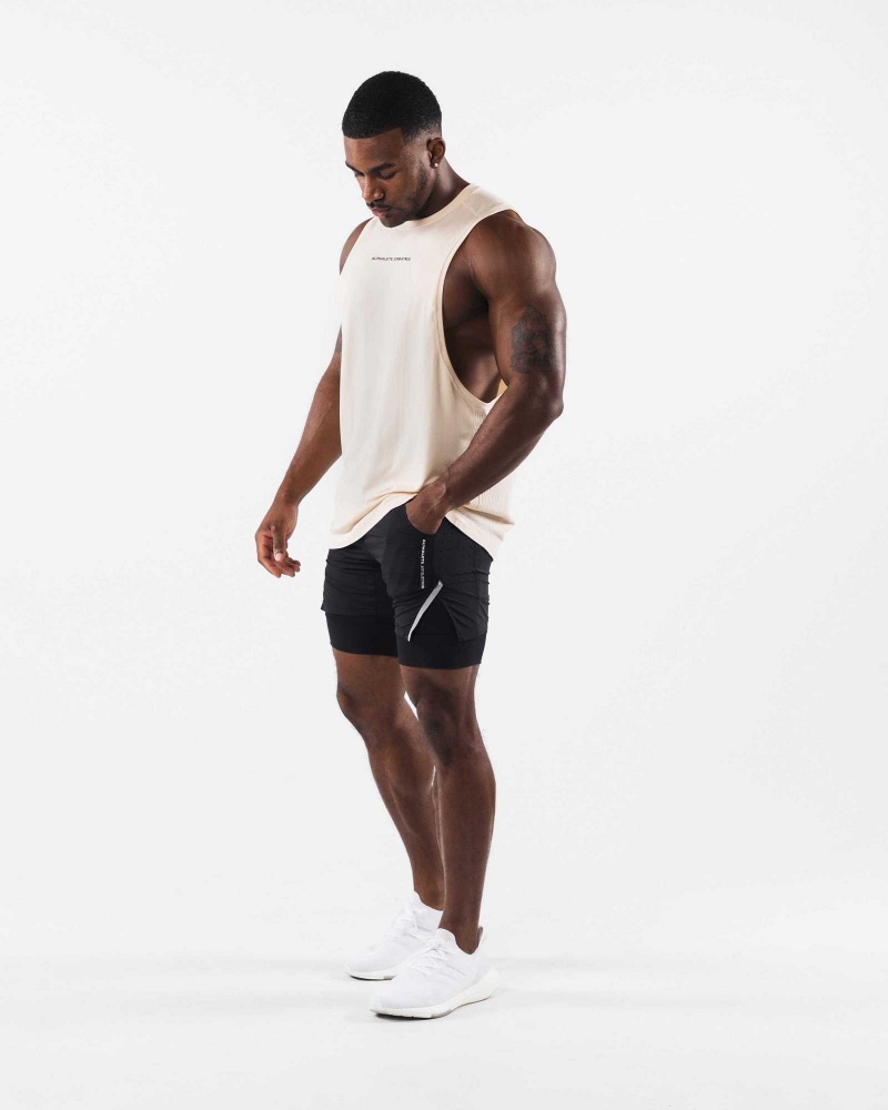 Pánské Tílko Alphalete AA Airtech Cutoff Hnědé | CZ-986351