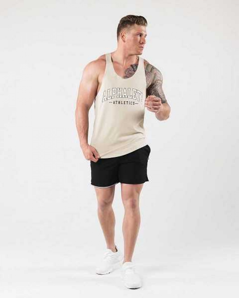 Pánské Tílko Alphalete AA Raw Cut Hnědé | CZ-371684