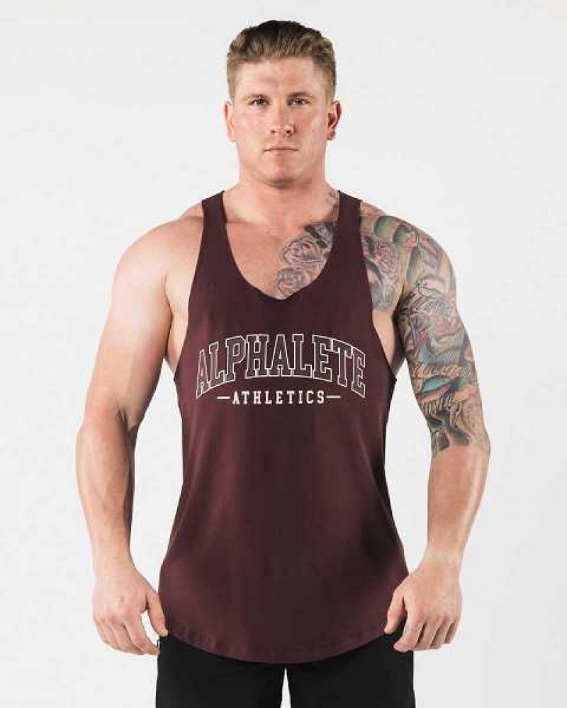 Pánské Tílko Alphalete AA Raw Cut Červené | CZ-893157