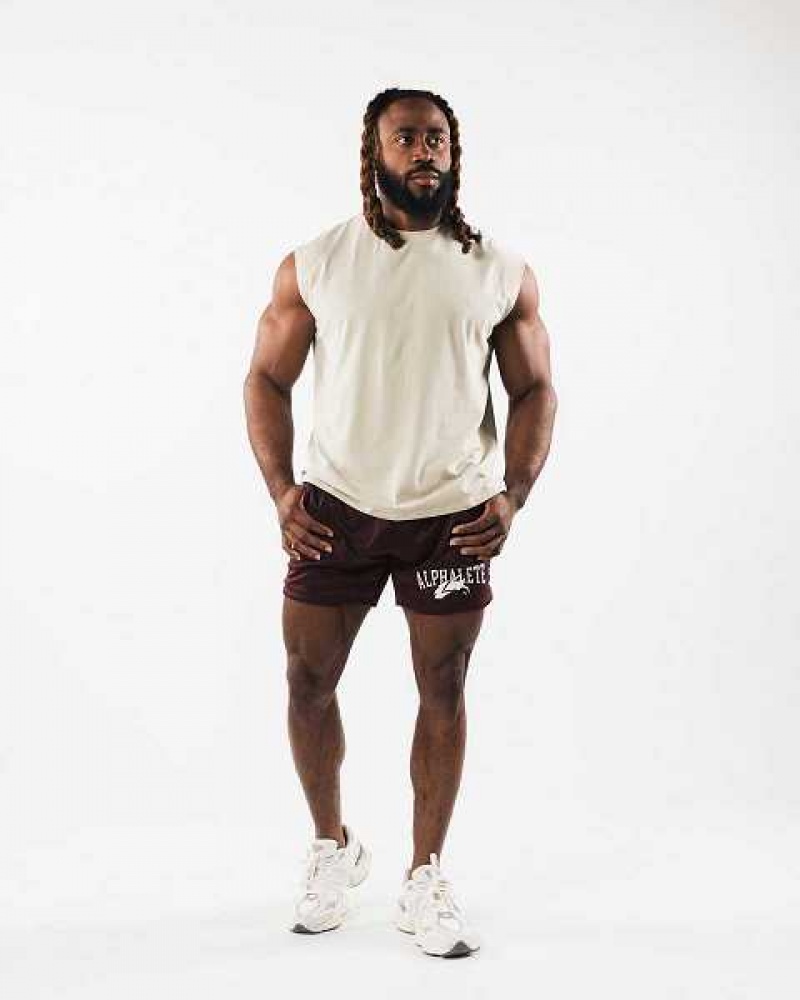 Pánské Tílko Alphalete Brushed Wolf Head Muscle Hnědé | CZ-593861