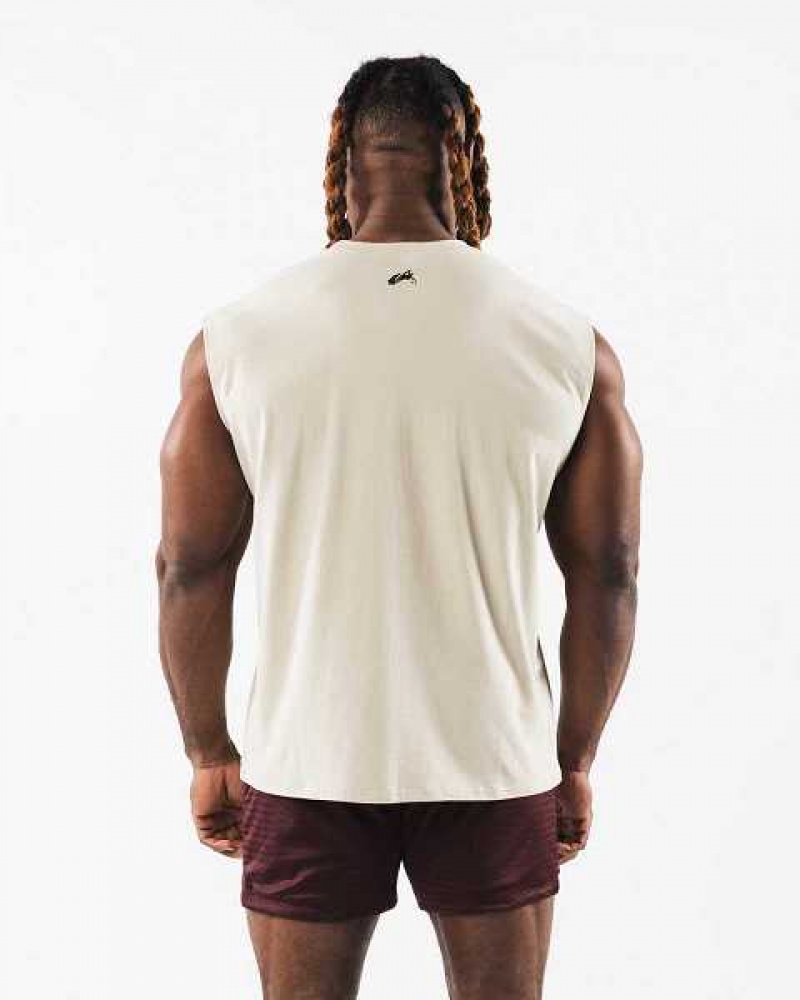 Pánské Tílko Alphalete Brushed Wolf Head Muscle Hnědé | CZ-593861