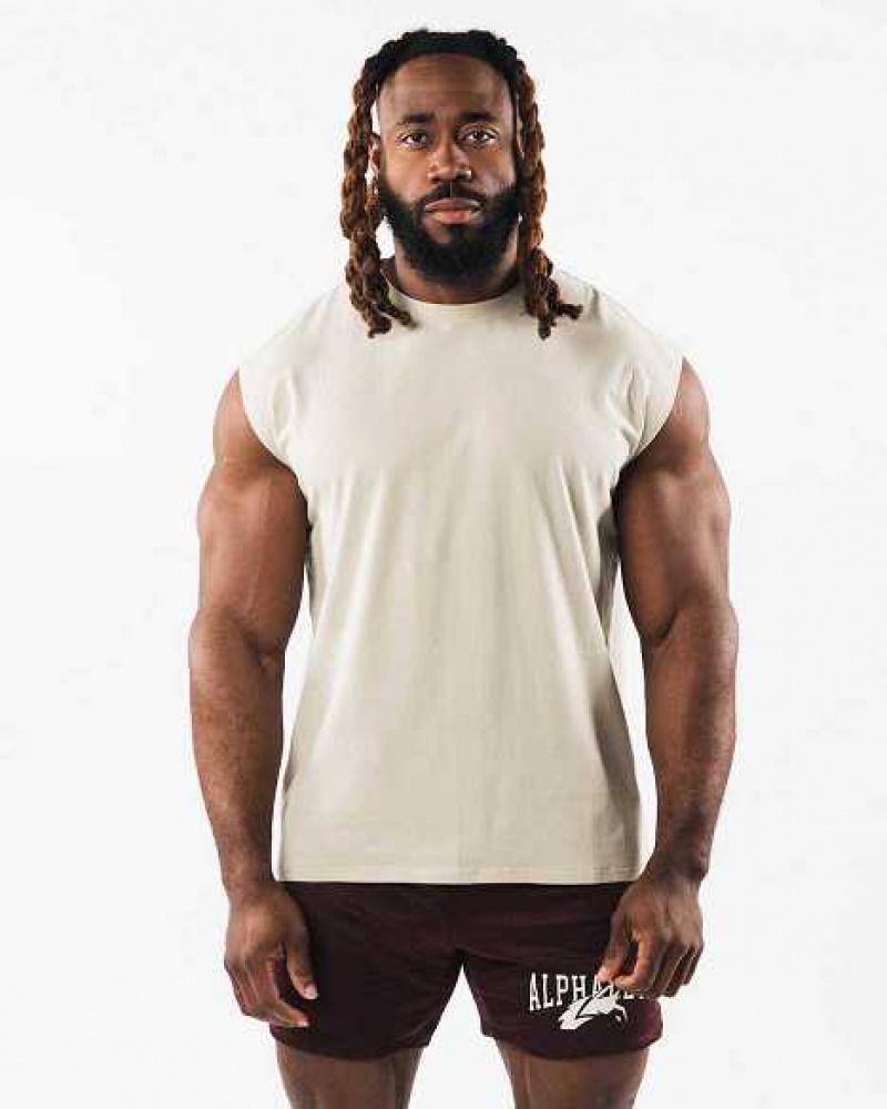 Pánské Tílko Alphalete Brushed Wolf Head Muscle Hnědé | CZ-593861