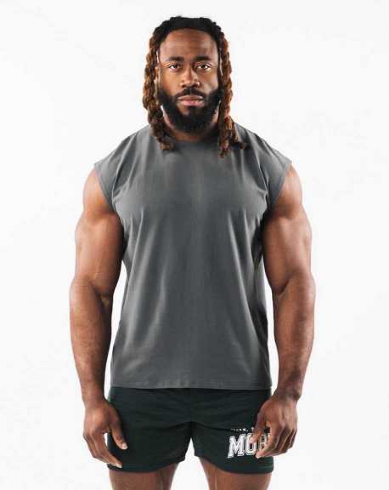 Pánské Tílko Alphalete Brushed Wolf Head Muscle Šedé | CZ-432860