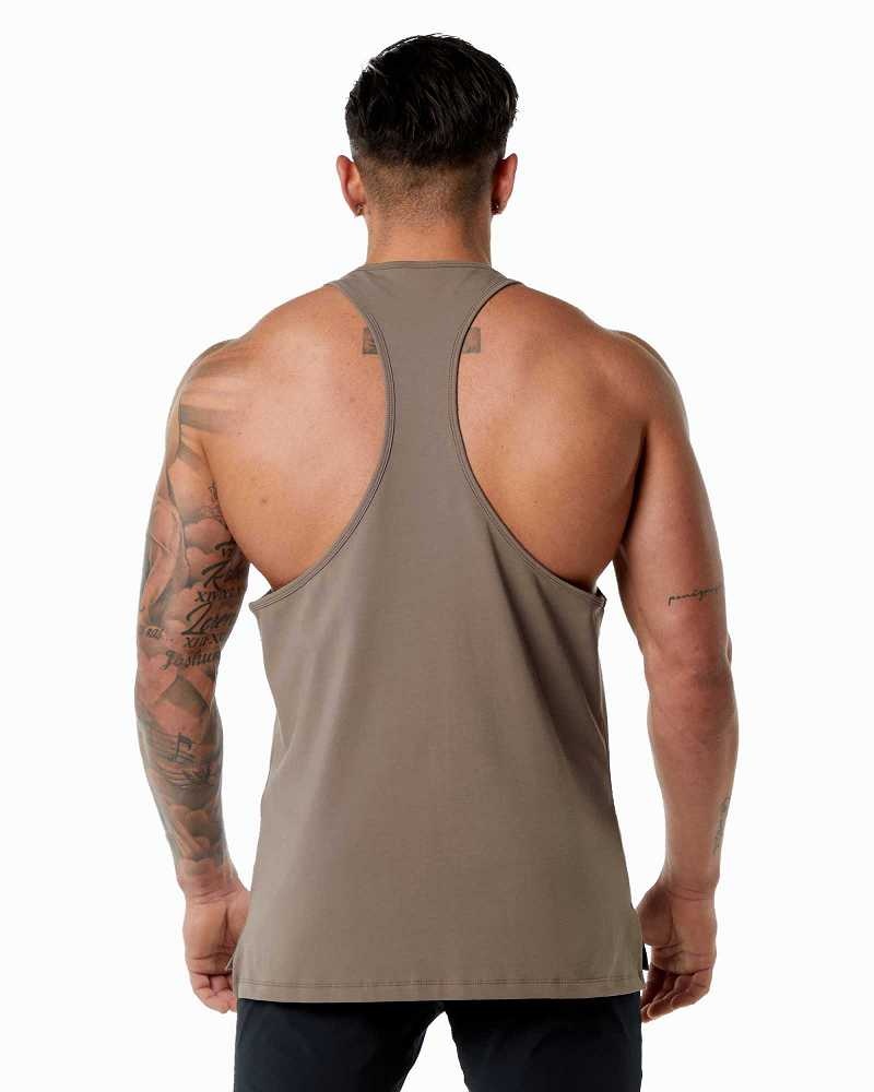 Pánské Tílko Alphalete Emblem Stringer Hnědé | CZ-693210