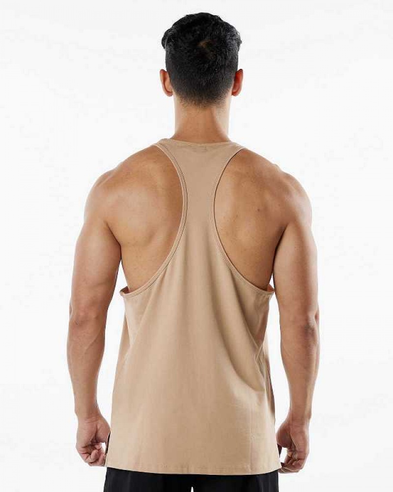 Pánské Tílko Alphalete Emblem Stringer Hnědé | CZ-451803