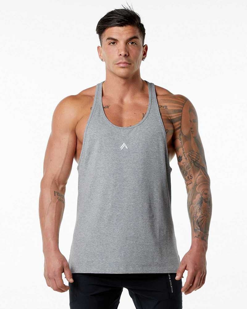 Pánské Tílko Alphalete Emblem Stringer Šedé | CZ-218907