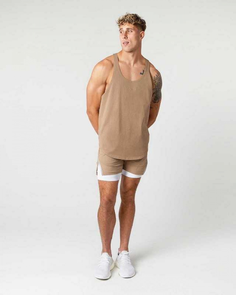 Pánské Tílko Alphalete Heavy Bavlněné Core Stringer Hnědé | CZ-869423