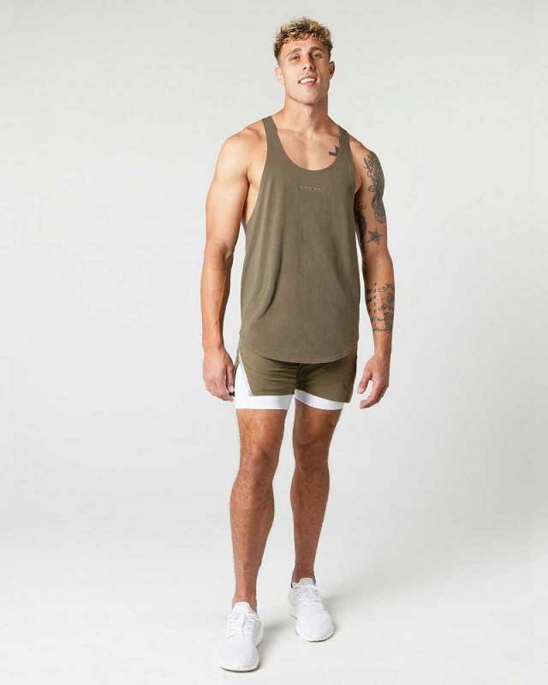 Pánské Tílko Alphalete Heavy Bavlněné Core Stringer Zelene | CZ-802437