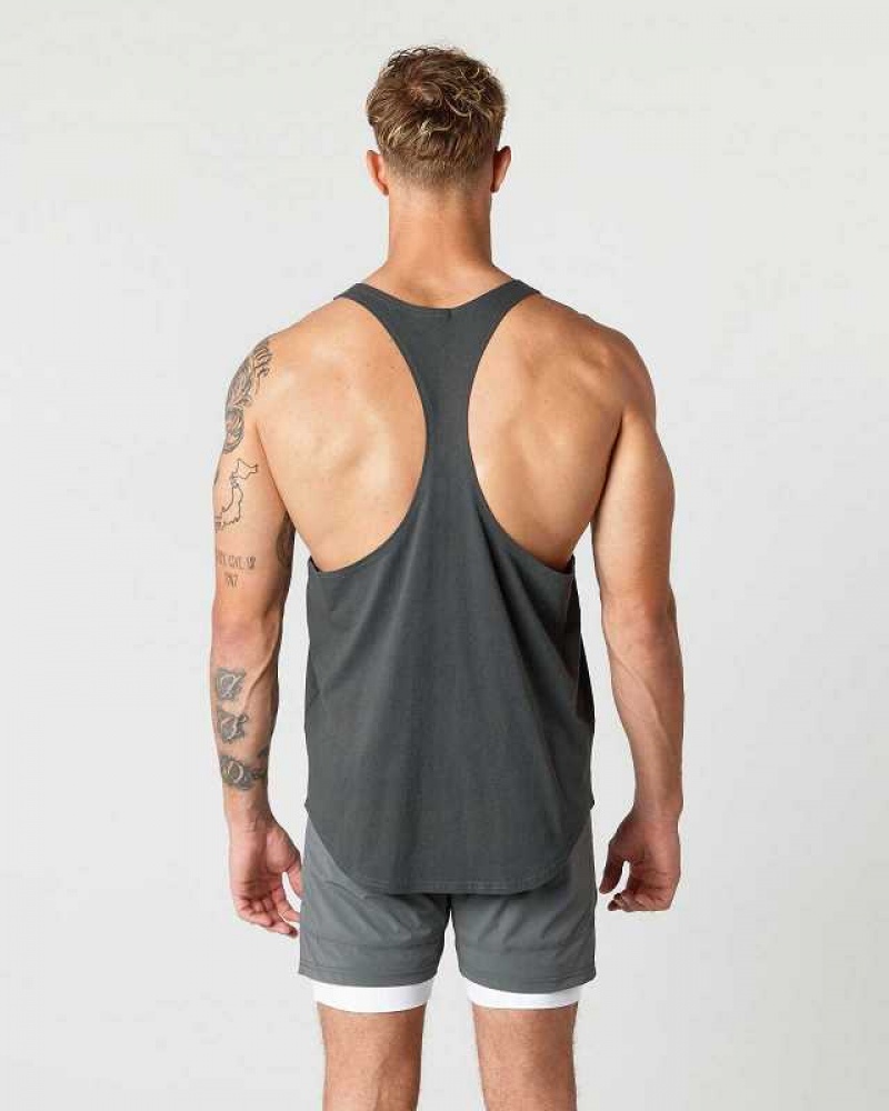 Pánské Tílko Alphalete Heavy Bavlněné Core Stringer Šedé | CZ-604579