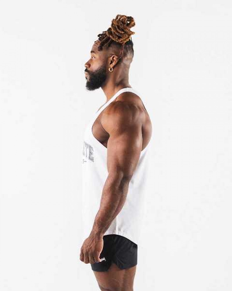 Pánské Tílko Alphalete Paisley Print Raw Cut Bílé | CZ-107396