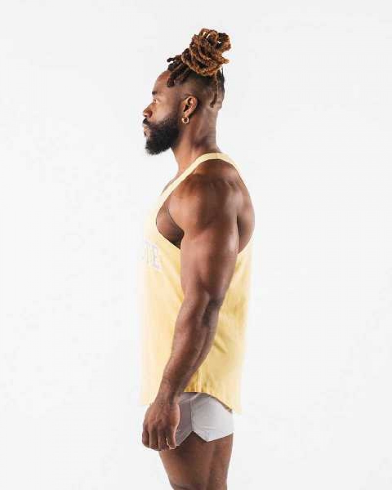 Pánské Tílko Alphalete Paisley Print Raw Cut Žluté | CZ-901438