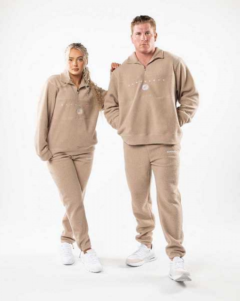 Unisex Bundy Alphalete King Quarter Zip Hnědé | CZ-458630