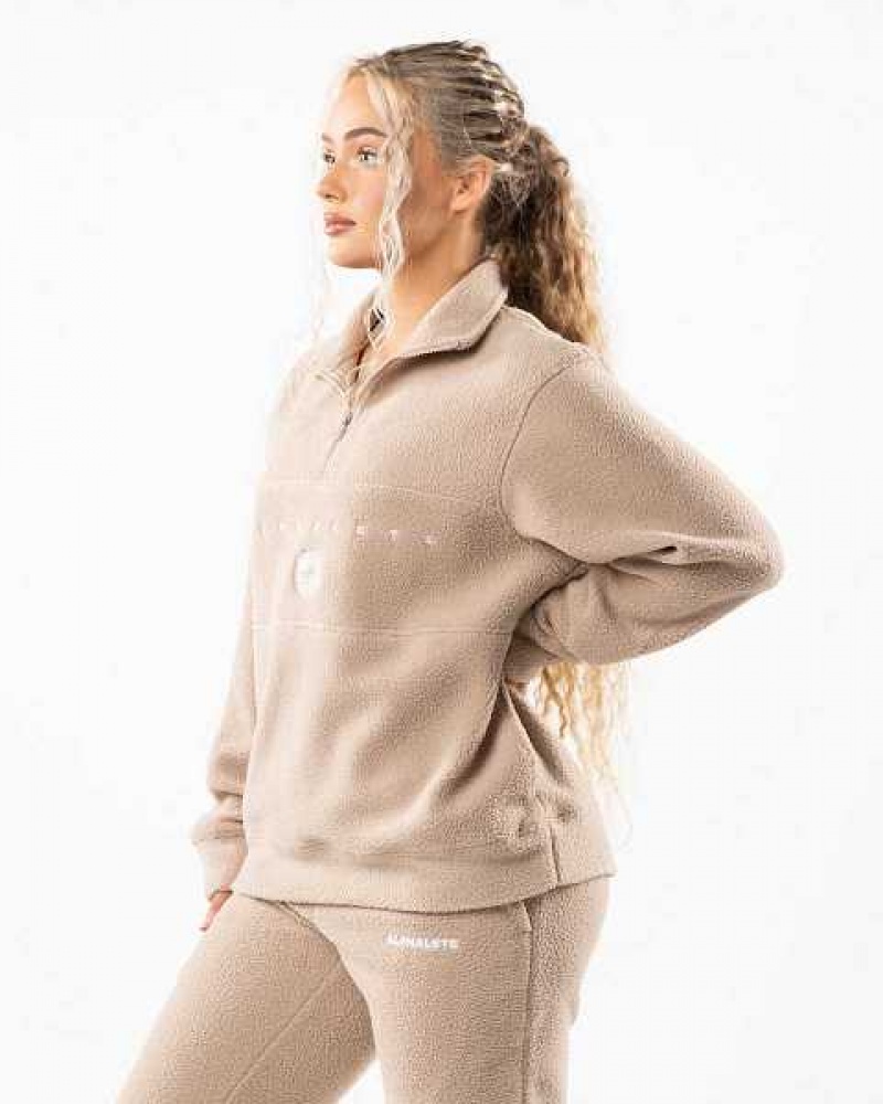 Unisex Bundy Alphalete King Quarter Zip Hnědé | CZ-458630