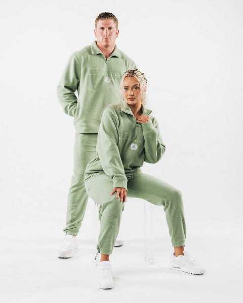 Unisex Bundy Alphalete King Quarter Zip Zelene | CZ-260857
