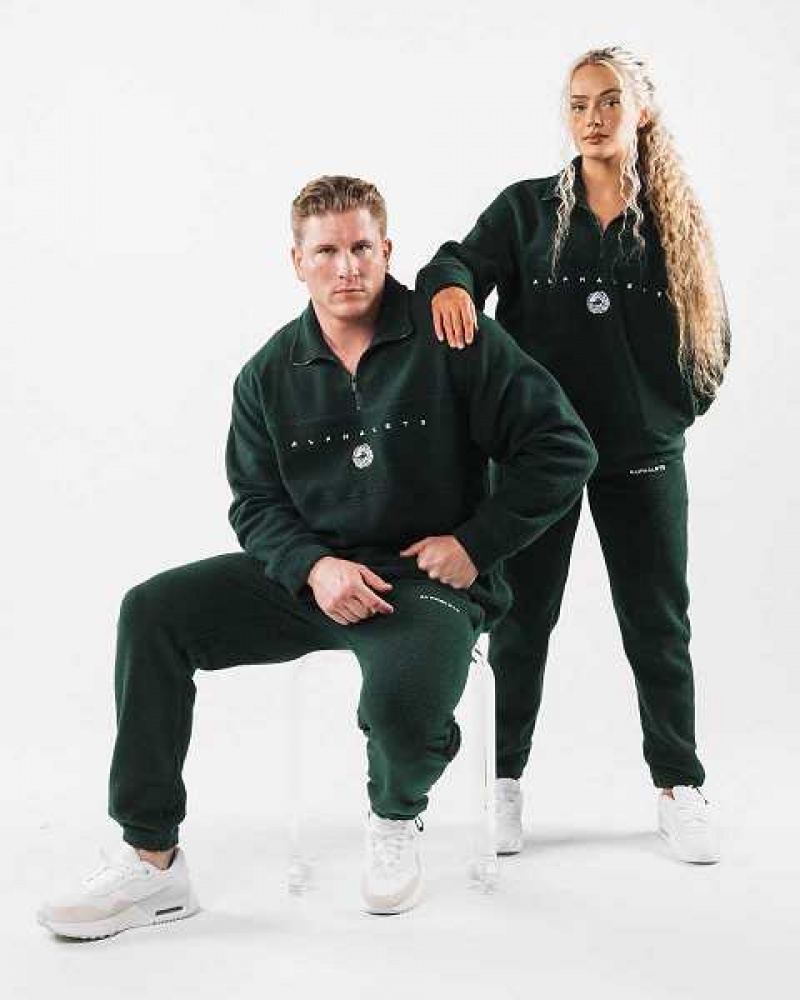 Unisex Bundy Alphalete King Quarter Zip Zelene | CZ-470158