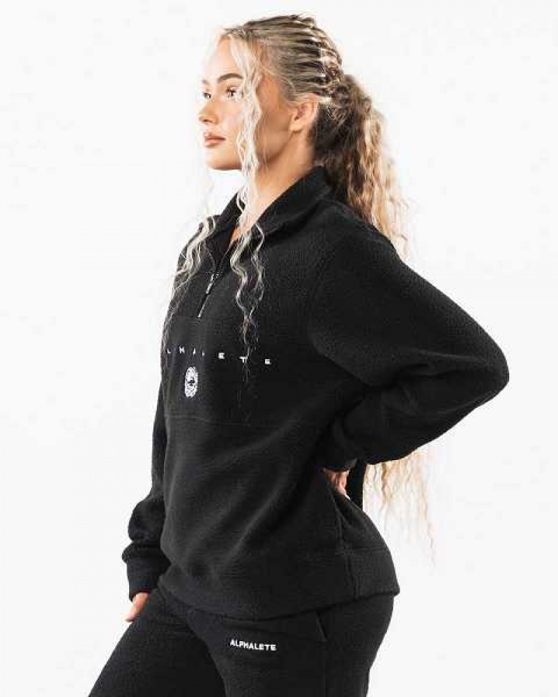 Unisex Bundy Alphalete King Quarter Zip Černé | CZ-872095