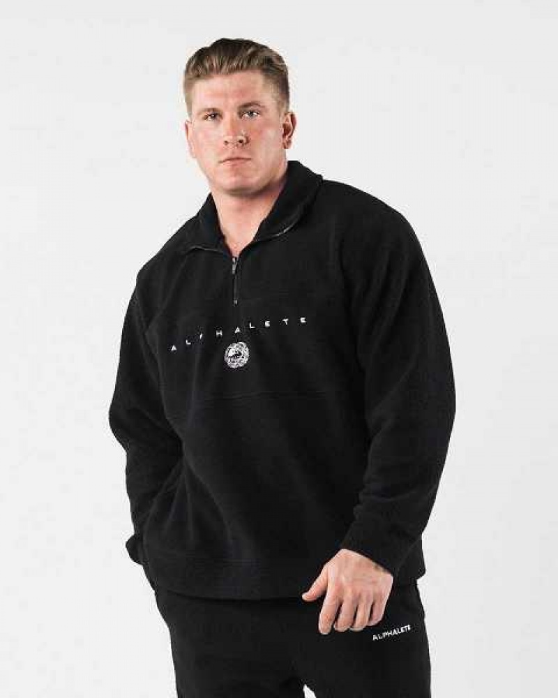 Unisex Bundy Alphalete King Quarter Zip Černé | CZ-872095