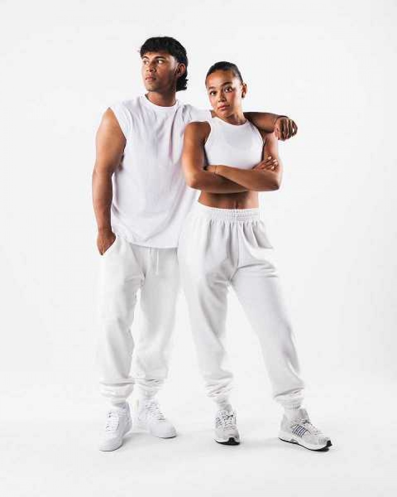 Unisex Kalhoty Jogger Alphalete Earth Dye Natural Bílé | CZ-529103