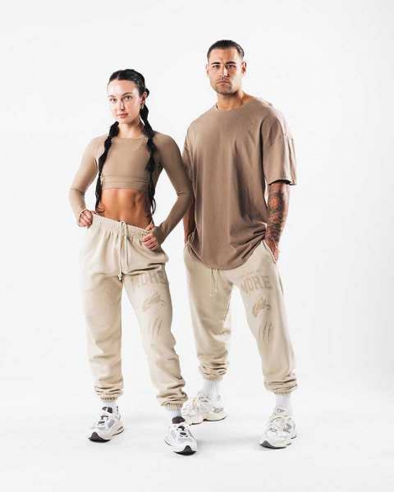 Unisex Kalhoty Jogger Alphalete Earth Dye Grafická Hnědé | CZ-096172