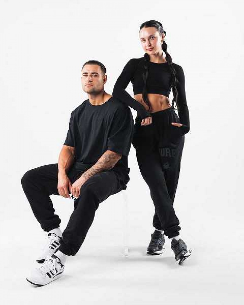 Unisex Kalhoty Jogger Alphalete Earth Dye Grafická Černé | CZ-342506