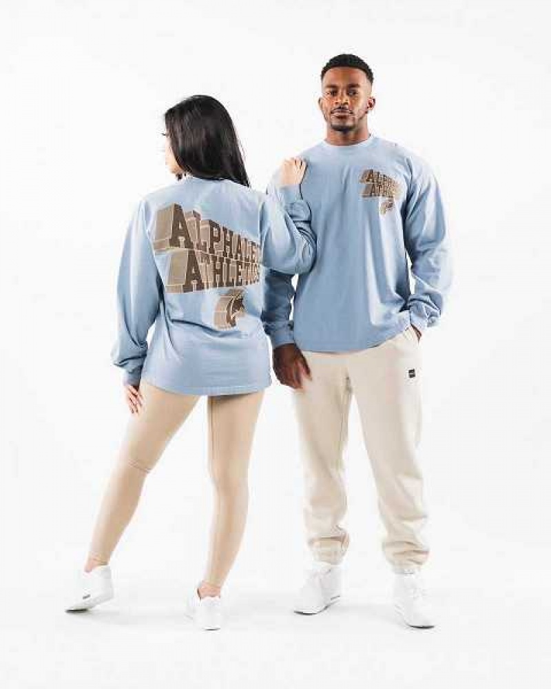 Unisex Košile S Dlouhým Rukávem Alphalete Dimensional Blankyt | CZ-128746