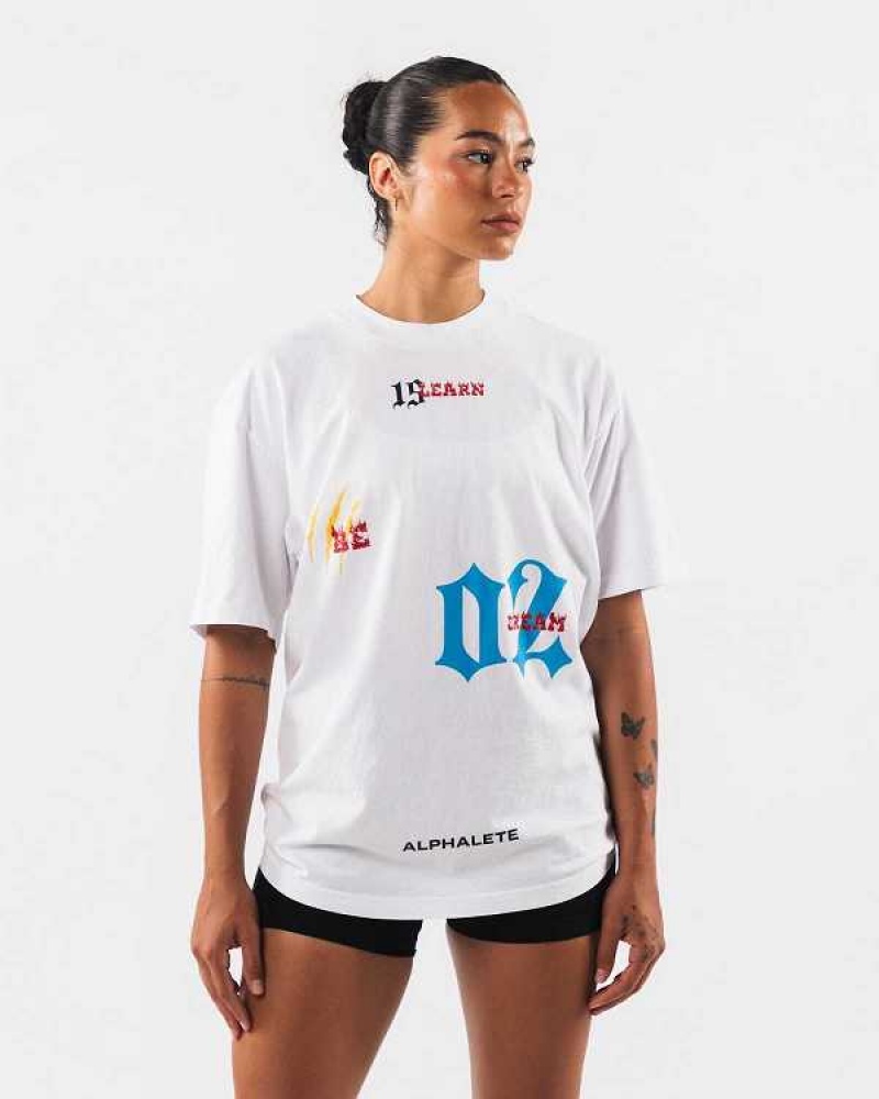 Unisex Košile S Krátkým Rukávem Alphalete HTX Bílé | CZ-267581
